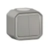Double interrupteur Legrand Plexo gris en saillie