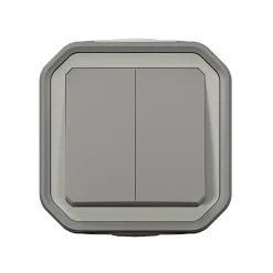 Double interrupteur Legrand Plexo gris en saillie