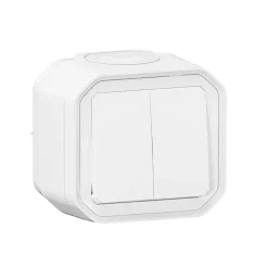 Double interrupteur Legrand Plexo blanc en saillie