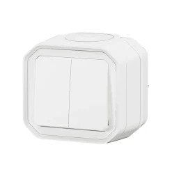 Double interrupteur Legrand Plexo blanc en saillie