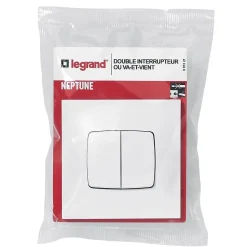 Double interrupteur ou va-et-vient Legrand Neptune 0 913 21 coloris blanc 10 A