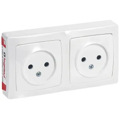Double prise 2 pôles horizontale ASL Legrand blanc