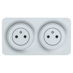 Double prise avec terre prêt câblée Jacobsen Espen aluminium composable
