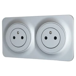Double prise avec terre prêt câblée Jacobsen Espen aluminium composable