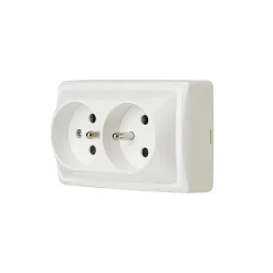 Double prise monobloc en saillie Jacobsen Sigurd blanc complet