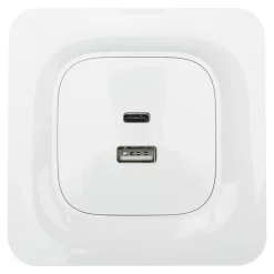 Double prise USB-A+C Jacobsen Kennet blanc complet