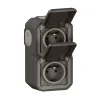 Double prises 2 pôles avec terre verticales Legrand Plexo anthracite en saillie