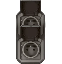 Double prises 2 pôles avec terre verticales Legrand Plexo anthracite en saillie