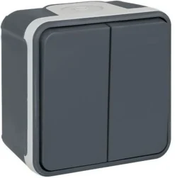 Double va et vient saillie 10A gris - IP55 - OXXO