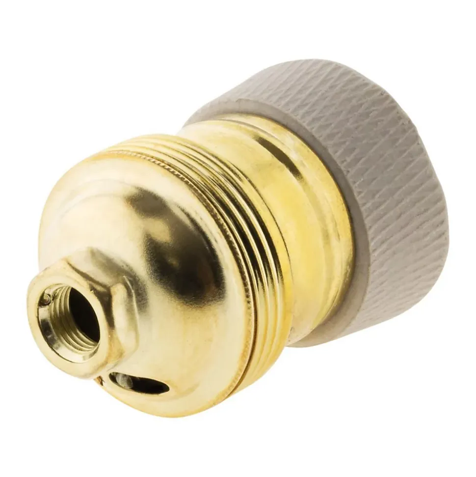 Douille E27 en laiton avec collerette porcelaine - Zenitech