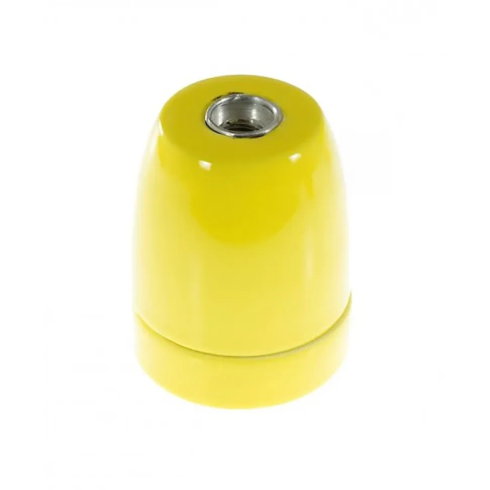 Douille E27 en Porcelaine Jaune - Déco Vintage