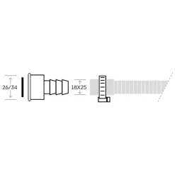 Douille porte-tuyau droite 26x34mm pour machine à laver Somatherm
