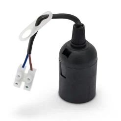 Douille pré-assemblée avec câble d'alimentation et bornier. E27. Câble de 16 cm. Noir