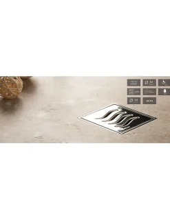 Drain de douche carré en acier inoxydable CONFLUO TIDE 15x15 cm
