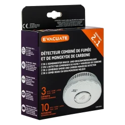 Détecteur combiné de fumée et de monoxyde de carbone Evacuate