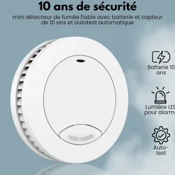 Détecteur de fumée Aroha Safety Pro Mini - Batterie 10 ans - Détecteur de fumée - Alarme incendie - 3 pièces