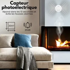 Détecteur de fumée Aroha Safety Pro Mini - Batterie 10 ans - Détecteur de fumée - Alarme incendie - 3 pièces