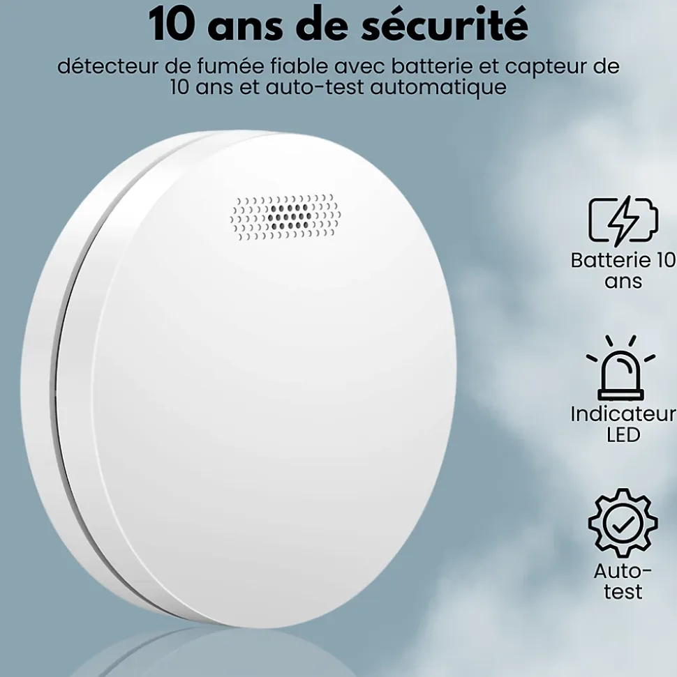 Détecteur de fumée Aroha Smart Connect & Link connectable et WiFi - Alarme incendie connecte Tuya et Smartlife - 2 pieces