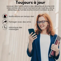 Détecteur de fumée Aroha Smart Connect & Link connectable et WiFi - Batterie 10 ans - Alarme incendie connecte Tuya et Smartlife