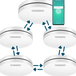 Détecteur de fumée Aroha Smart Connect & Link connectable et WiFi - Alarme incendie connecte Tuya et Smartlife - 5 pieces