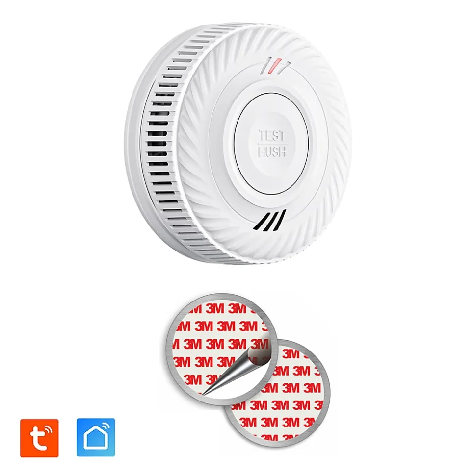 Détecteur de fumée connecté WIFI - CE EN14604 - Pile 10 ans scellée et Kit de fixation magnétique