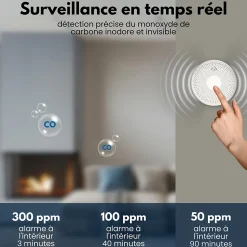 Détecteur de fumée et de monoxyde de carbone Aroha Safety Pro - Batterie 10 ans - Alarme incendie et CO - 5 pièces