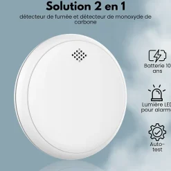 Détecteur de fumée et de monoxyde de carbone Aroha Safety Pro Sleep Line - Batterie 10 ans - Alarme incendie et détecteur de CO