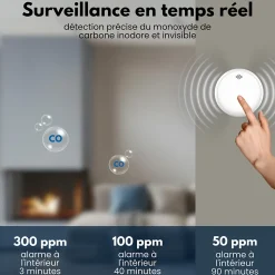 Détecteur de fumée et de monoxyde de carbone Aroha Safety Pro Sleep Line - Batterie 10 ans - Alarme incendie et de CO - 2 pièces