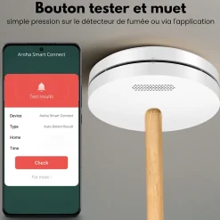 Détecteur de fumée WiFi Aroha Smart Connect - Batterie 10 ans - Alarme incendie connecte avec Tuya et Smartlife