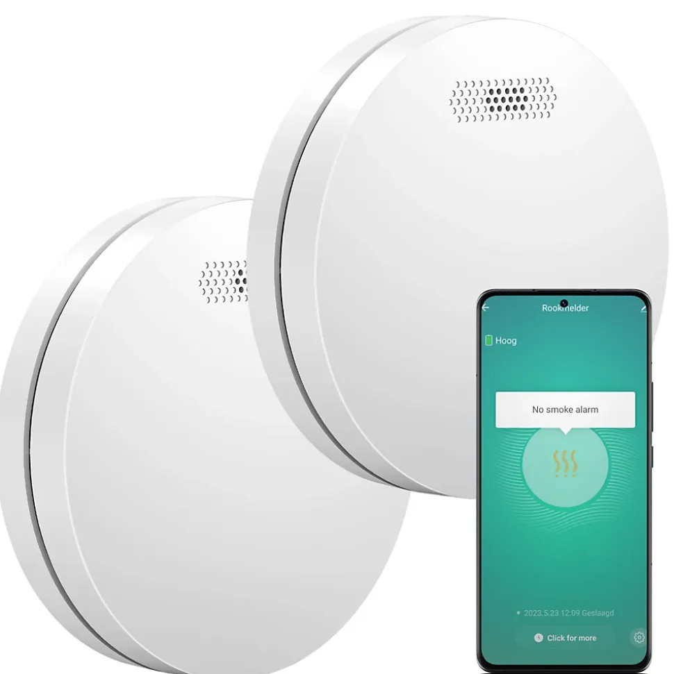 Détecteur de fumée WiFi Aroha Smart Connect - Batterie 10 ans - Alarme incendie connecte avec Tuya et Smartlife - 2 pièces