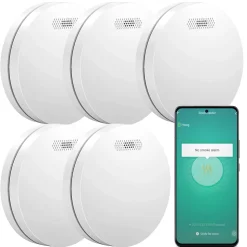 Détecteur de fumée WiFi Aroha Smart Connect - Batterie 10 ans - Alarme incendie connecte avec Tuya et Smartlife - 5 pièces