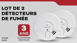 Détecteur de fumée 3Y29 Kidde, 2 pièces