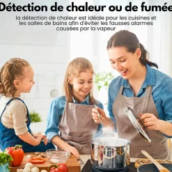 Détecteur de fumée/chaleur connectable Aroha Link - Batterie 10 ans - Capteur de fumée interconnecté - Alarme incendie - Pack de 3