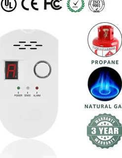 Détecteur de gaz naturel propane butane enfichable affichage numérique Firlarm