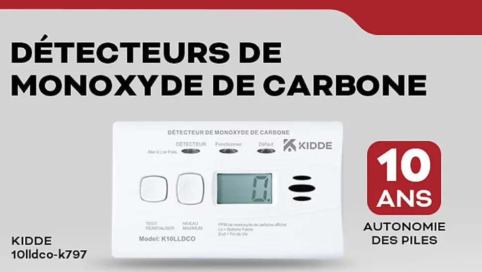 Détecteur de monoxyde de carbone digital Kidde K10LLDCO