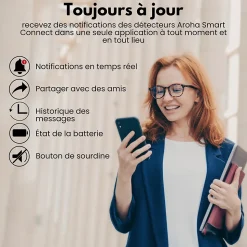 Détecteur de monoxyde de carbone Aroha Smart Connect WiFi - Batterie 10 ans - Alarme de CO connecte avec Tuya et Smartlife