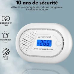 Détecteur de monoxyde de carbone interconnecté Aroha Link - Batterie 10 ans - Alarme de CO - Portable