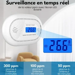 Détecteur de monoxyde de carbone interconnecté Aroha Link - Batterie 10 ans - Alarme de CO - Portable