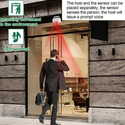 Détecteur de passage, alarme détecteur de mouvement, alarme détecteur extérieur sans fil, sonnette d'entrée de magasin