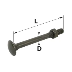 Ecrou avec vis à tête collet carrée acier noir Afbat - ⌀7X L.60mm - 8 pièces