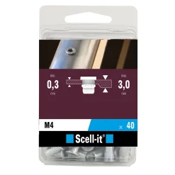 Ecrou aveugle M4 tête plate, 40 pièces