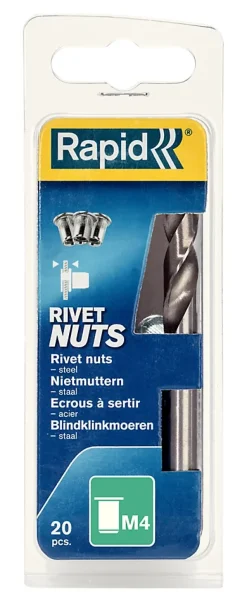 Ecrous à sertir Rapid M4, lot de 20 pièces