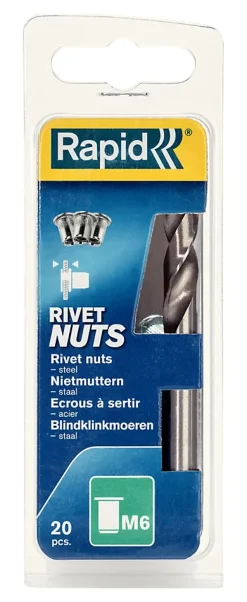 Ecrous à sertir Rapid M6, lot de 20 pièces