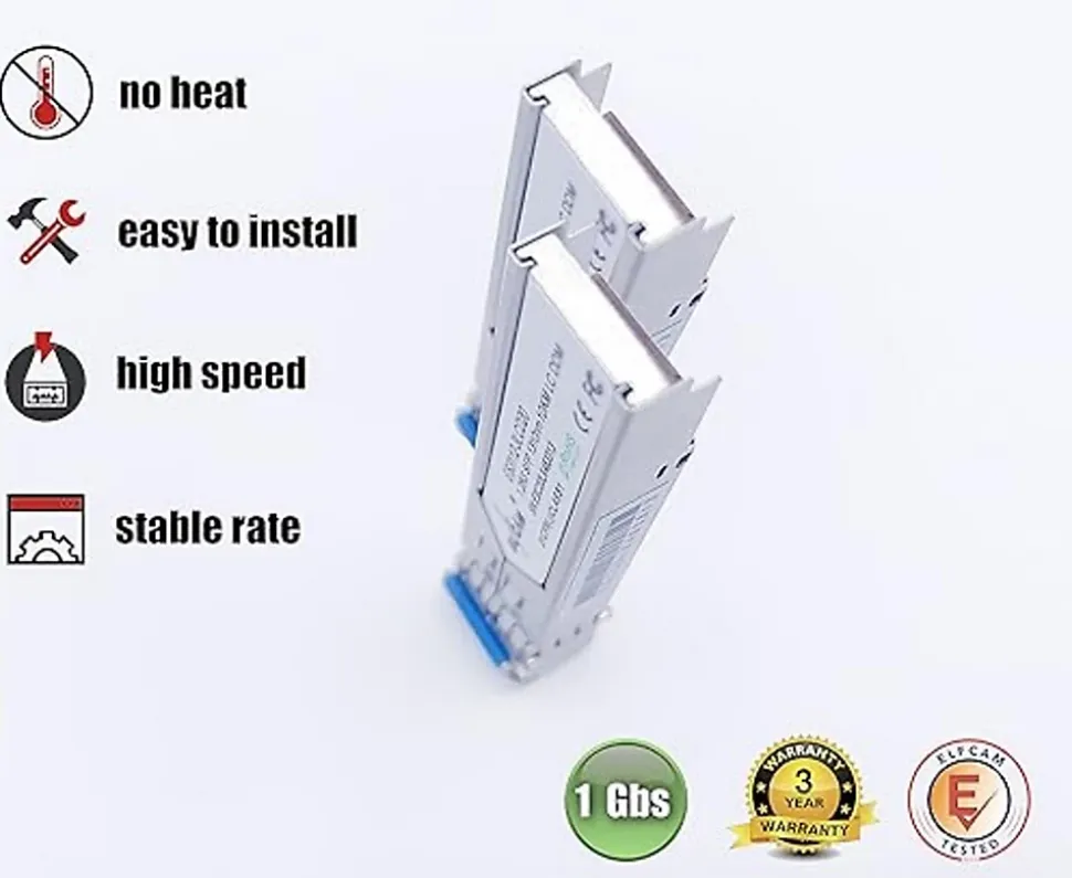 Elfcam - 2 Modules SFP 1,25 Gbps LC/UPC Duplex Monomode OS2 1310nm, 10 km, Transceivers Fibre Optique Performants