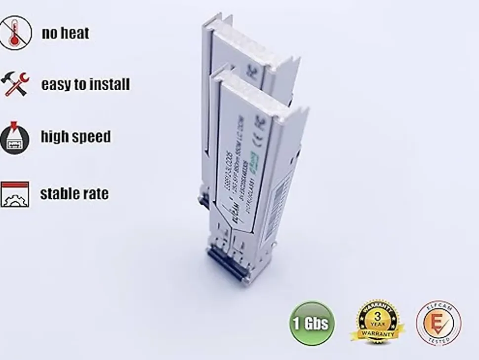 Elfcam - 2 Modules SFP 1,25 Gbps LC/UPC Duplex Multimode 850nm, 550m, Transceiver Fibre Optique Performant