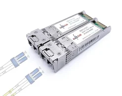 Elfcam - 2 Modules SFP+ 10 Gbps - LC/UPC Monomode OS2, 1310nm 10GBase-LR, 10 km, Compatibles Freebox Ultra