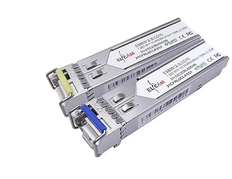 Elfcam - 2 Modules SFP BIDI 1,25 Gbps LC/UPC Monomode OS2, DDM, 10 km, TX 1310/RX 1550 & TX 1550/RX 1310