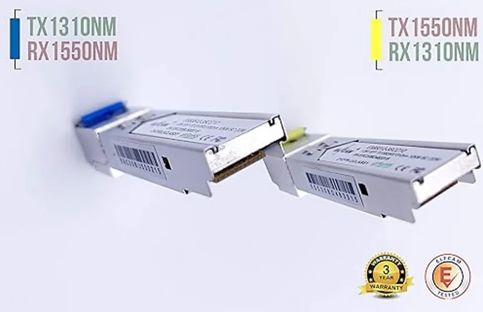 Elfcam - 2 Modules SFP BIDI 1,25 Gbps LC/UPC Monomode OS2, DDM, 10 km, TX 1310/RX 1550 & TX 1550/RX 1310
