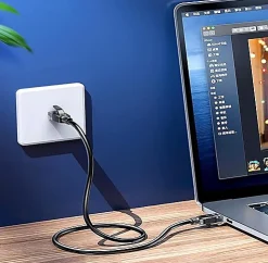 Elfcam - Câble Ethernet RJ45 Cat 7 SFTP 8m (Rond Noir), 10Gbps, 600MHz, Cuivre, Anti-Interférences