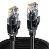Elfcam - Câble Ethernet RJ45 Cat 7 SFTP 10m (Rond Noir), 10Gbps, 600MHz, Cuivre, Anti-Interférences